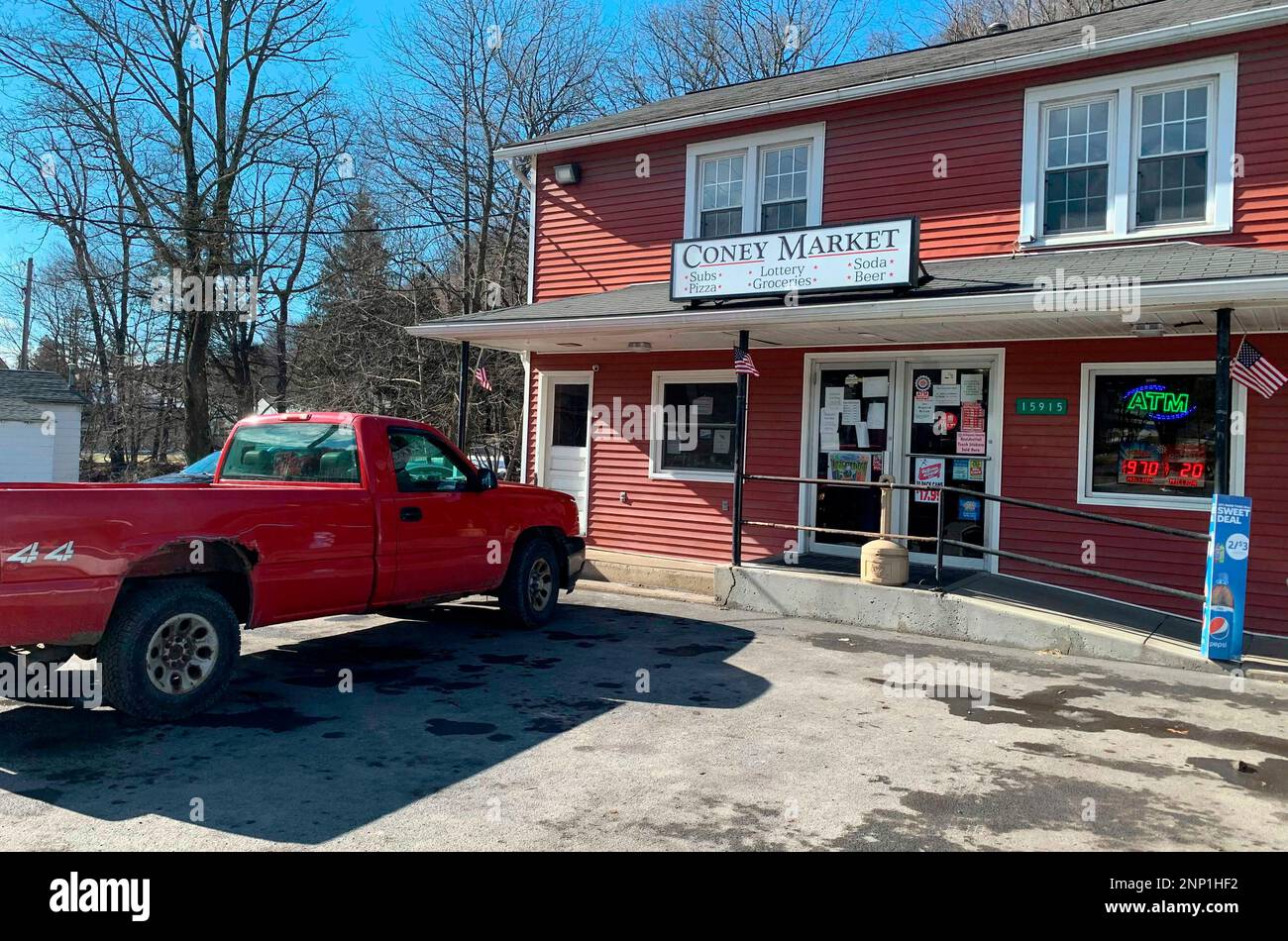 A pickup truck is parked by the Coney Market in Lonaconing, Md. a 1,200