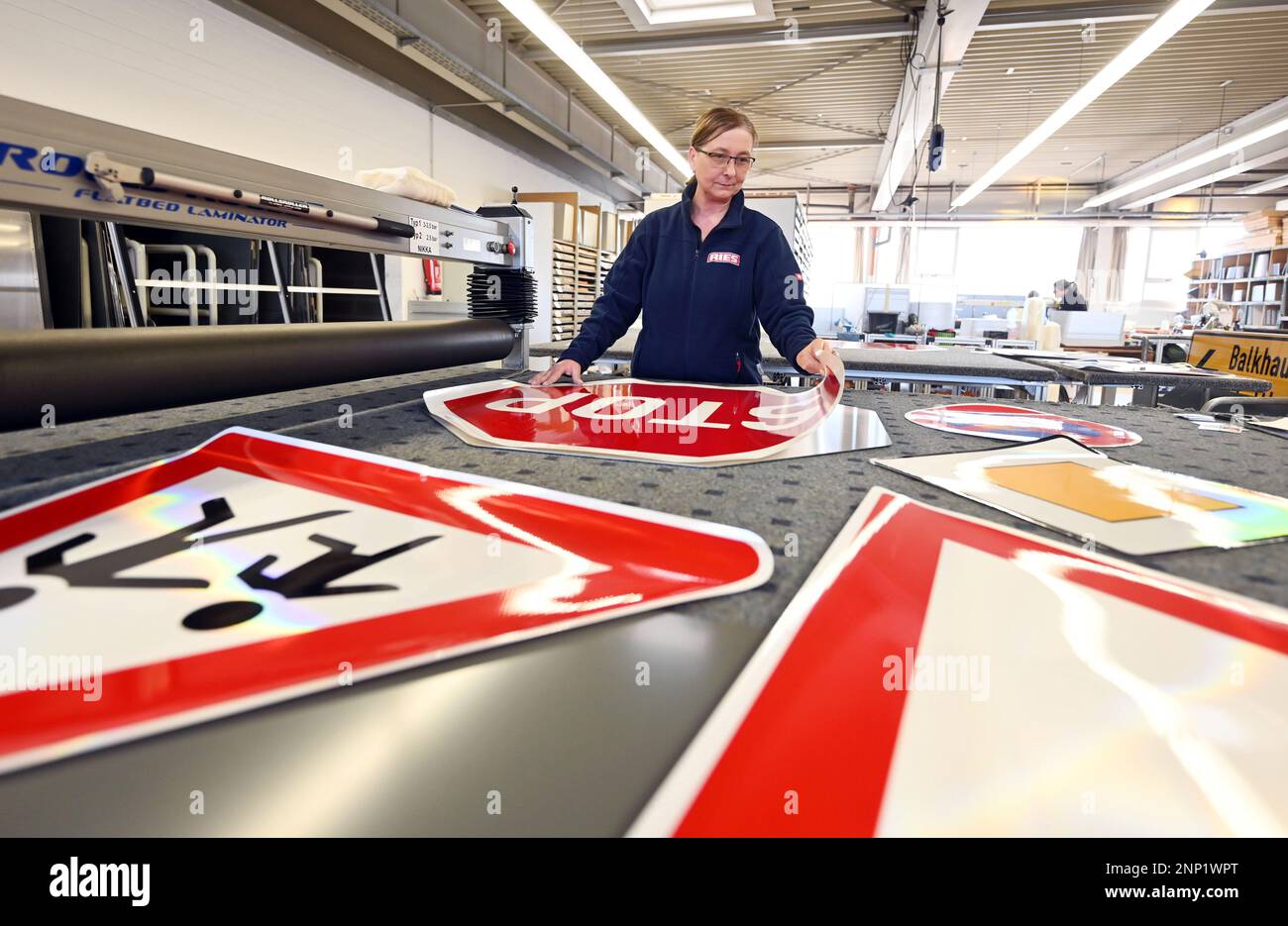 Bruchsal, Germany. 08th Feb, 2023. At the Kurt Ries GmbH Schilderfabrik ...