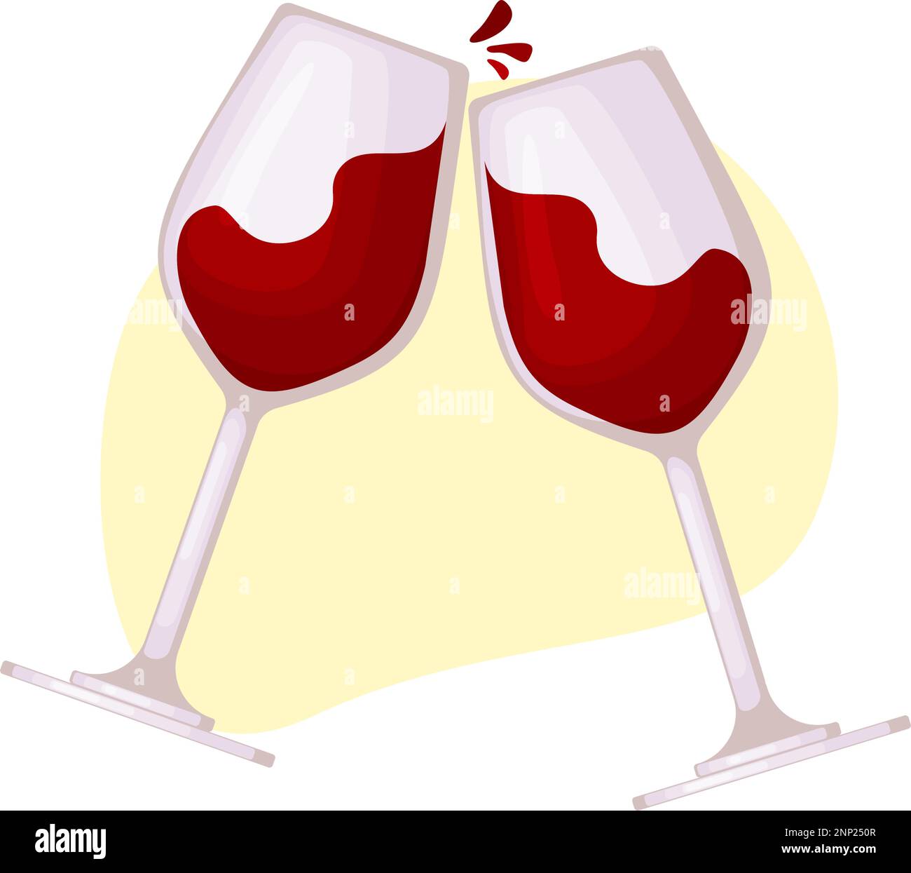 Two glasses with red wine, vector image for menu or advertising banner Stock Vector