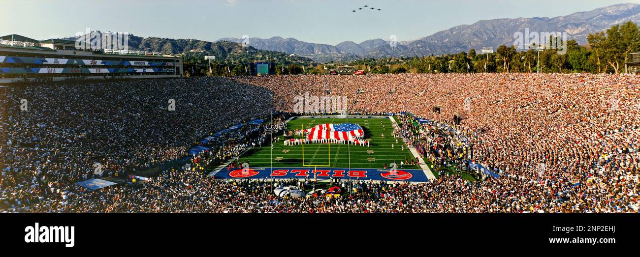 Crowd on American football game, Super Bowl, Rose Bowl Stadium, Pasadena, California, USA Stock Photo
