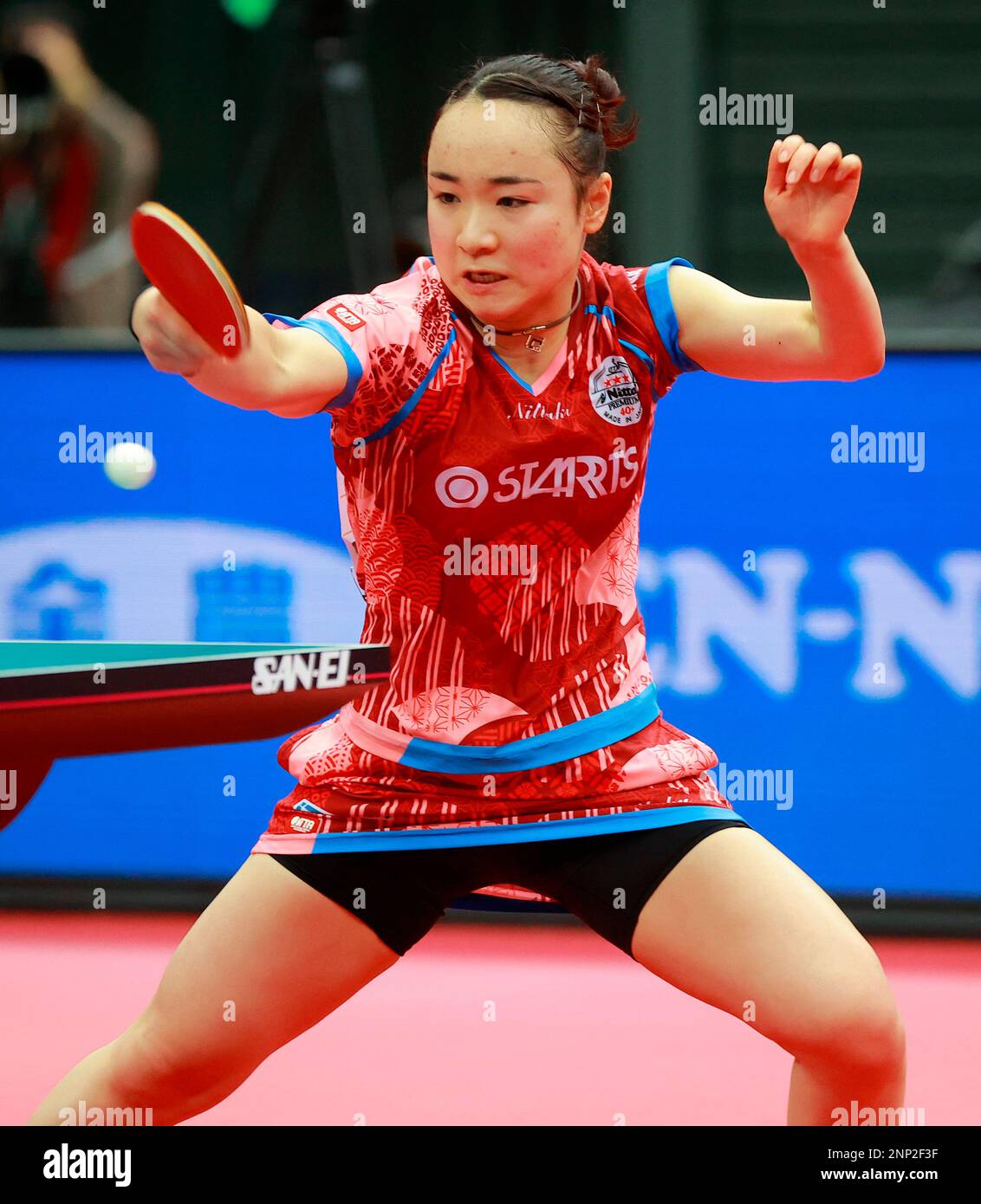 Japanese table tennis player Mima Ito competes during the quarterfinal