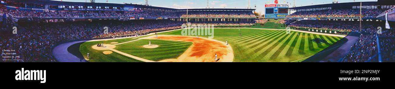 Old Comiskey Park during baseball game, Chicago, Illinois, USA Stock Photo