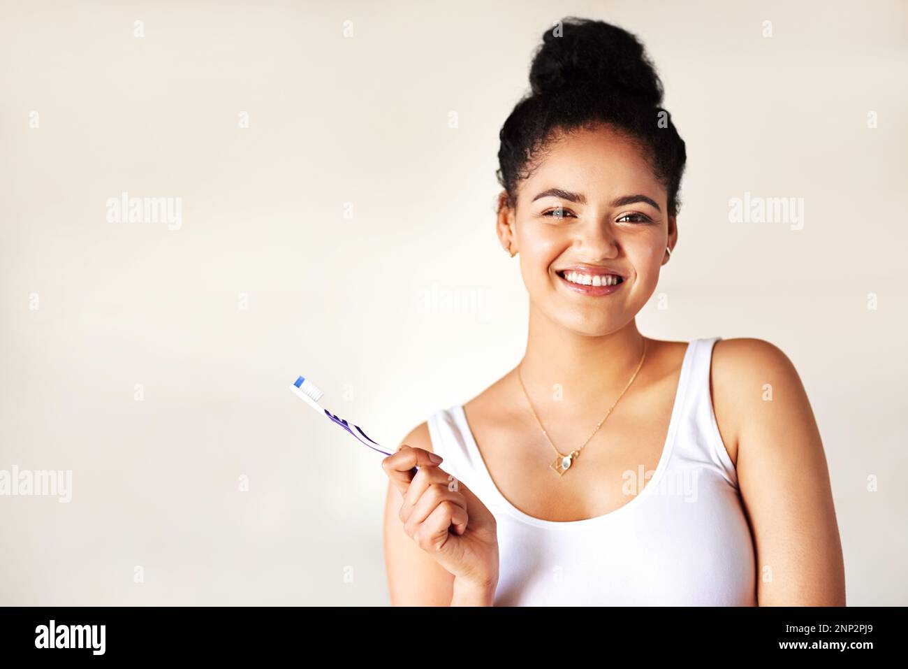 Dental hygiene is of utmost importance. Portrait of a young woman