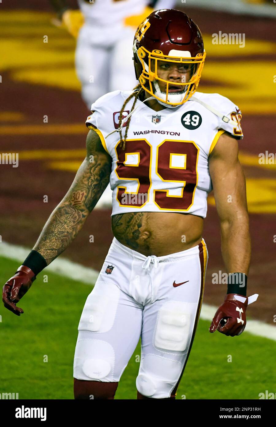 Landover, United States. 09th Jan, 2021. Washington Football Team  quarterback Taylor Heinicke (4) looks to the sidelines during the first  half of a wild card playoff game against the Tampa Bay Buccaneers