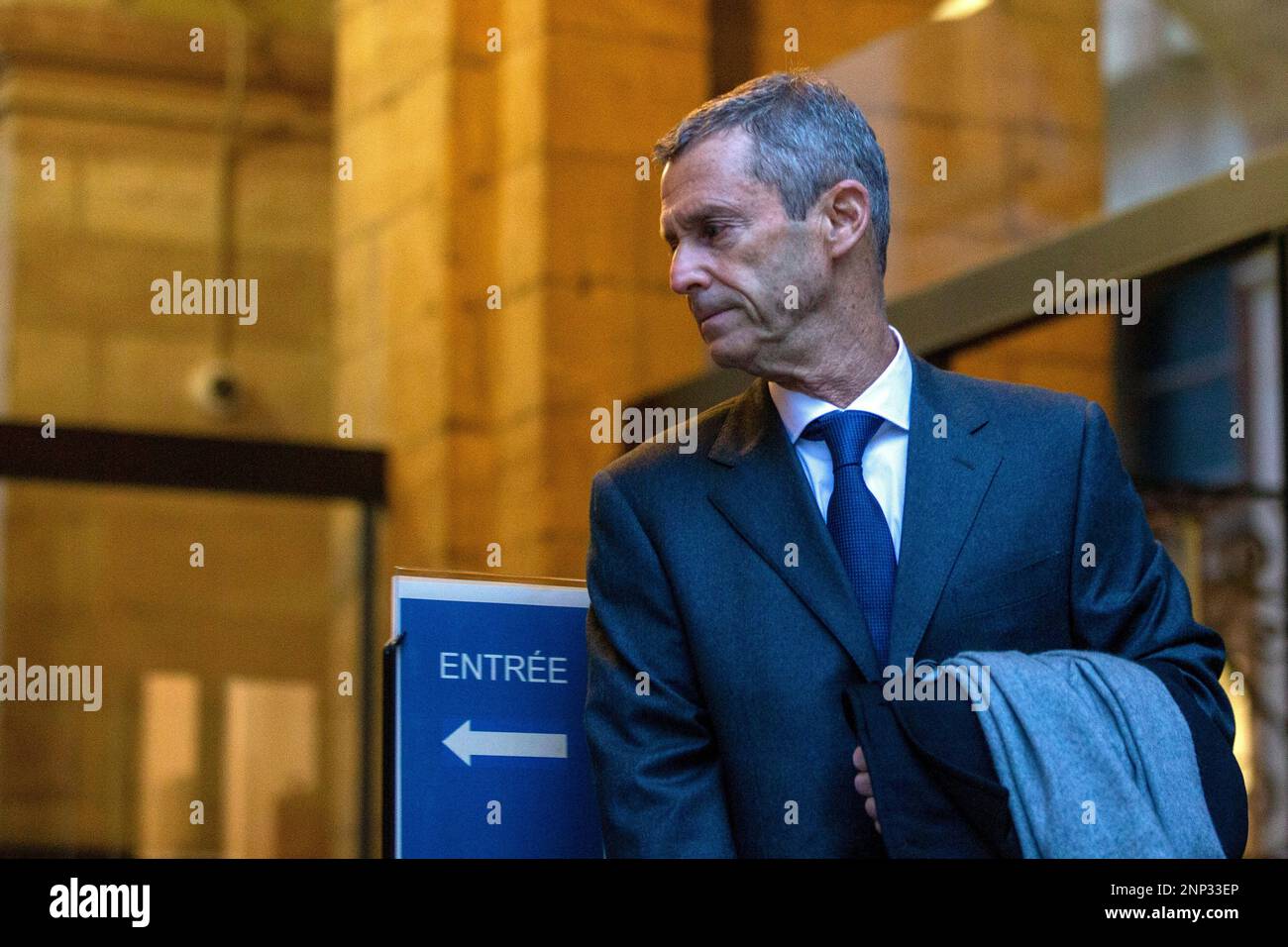Israeli business man Beny Steinmetz arrives to a courthouse in Geneva,  Switzerland, Monday, Jan. 11, 2021. Israeli diamond magnate Beny Steinmetz  goes on trial in Geneva on charges of corruption and forging