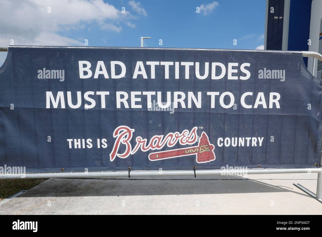 North Port FL USA: A general view of the stadium prior to an MLB spring training game between the Atlanta Braves and the Boston Red Sox at CoolToday P Stock Photo