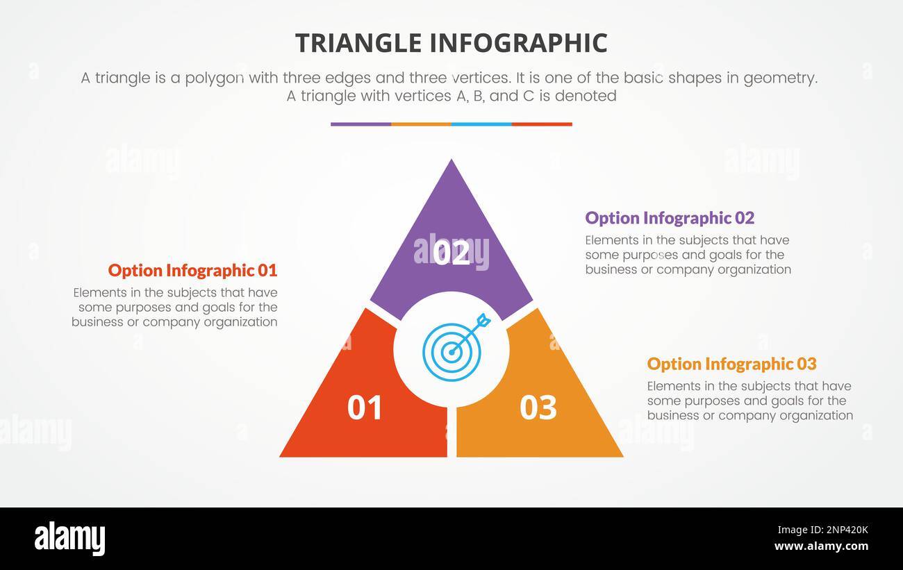 infographic triangle concept for slide presentation with 3 point list ...