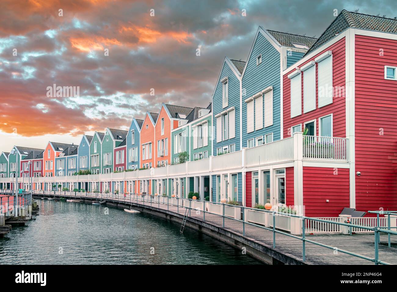Colorful wooden houses in Holland Stock Photo