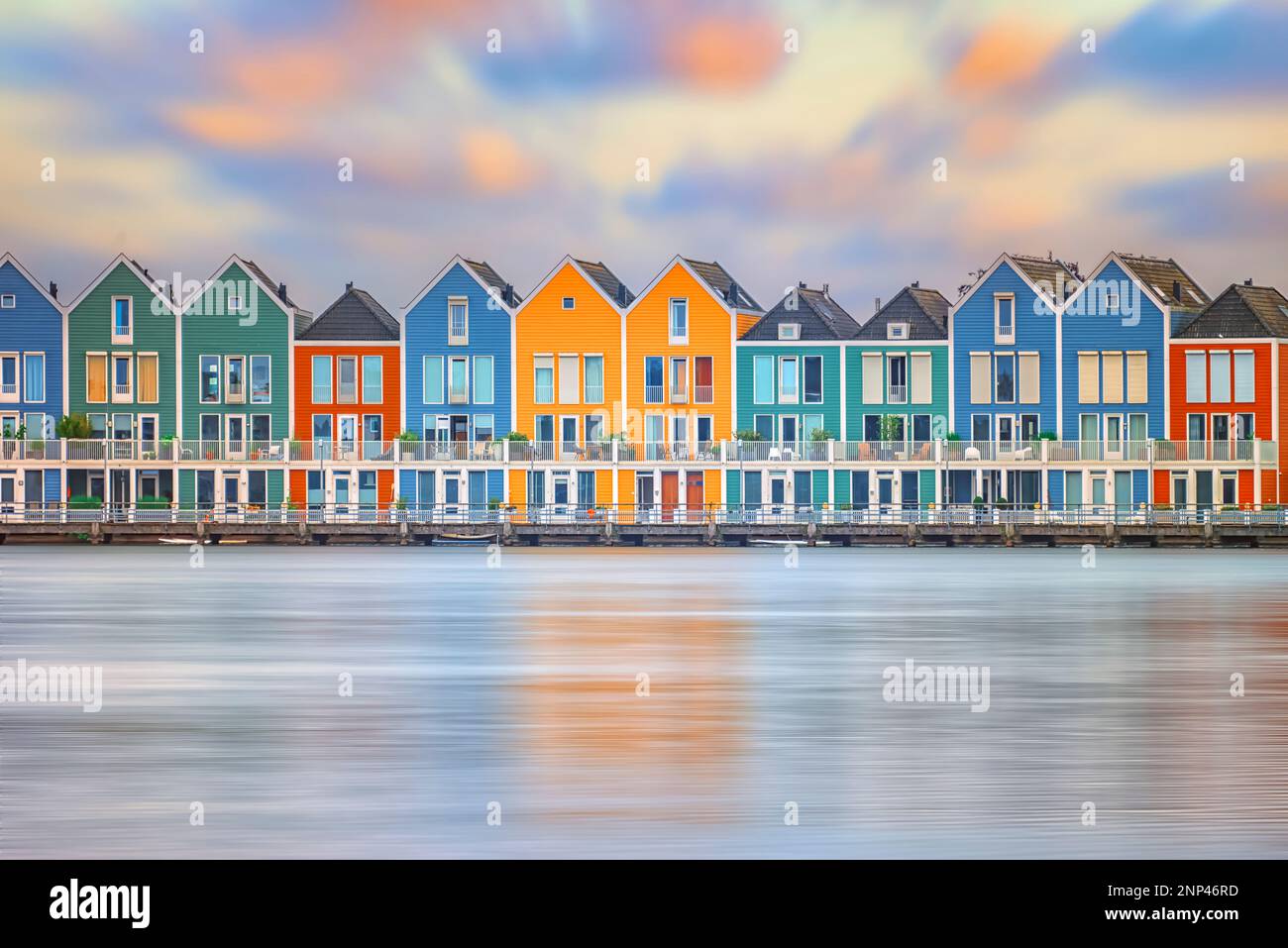 Colorful wooden houses in Holland Stock Photo