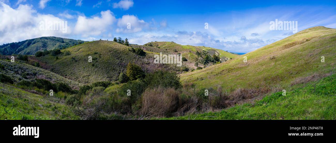 Clouds above mountains, Santa Lucia Preserve, Palo Corona Regional Park, near Carmel, California Stock Photo