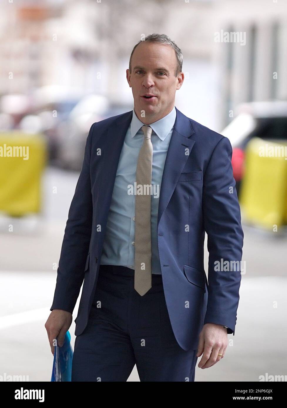 Deputy Prime Minister Dominic Raab arrives at BBC Broadcasting House in