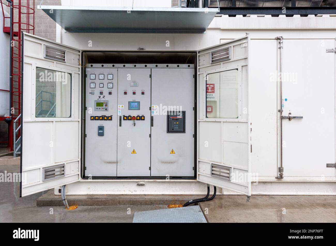 Electric control panel close-ups. Modern and efficient technology. Stock Photo