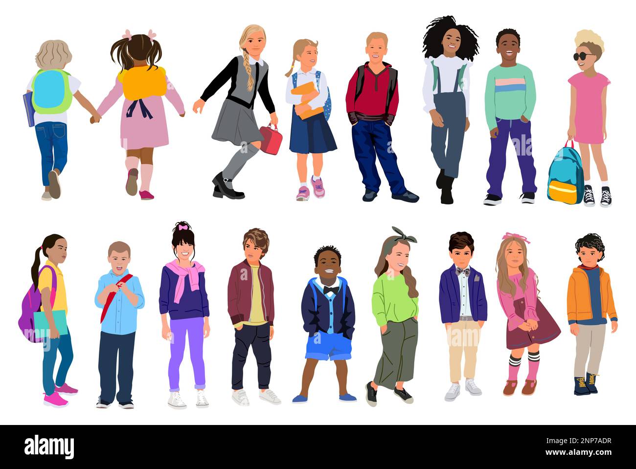 Set of kids, boys and girls vector illustration Stock Vector Image ...