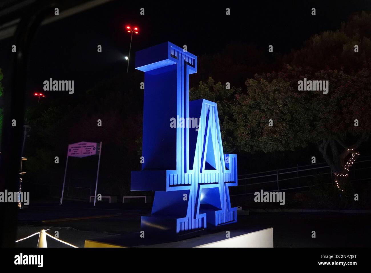 A LA Dodgers logo at the Los Angeles Dodgers Holiday Festival at Dodger