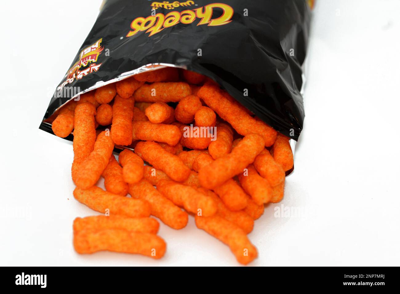 Cairo, Egypt, February 10 2023 Cheetos puffs with enriched corn meal