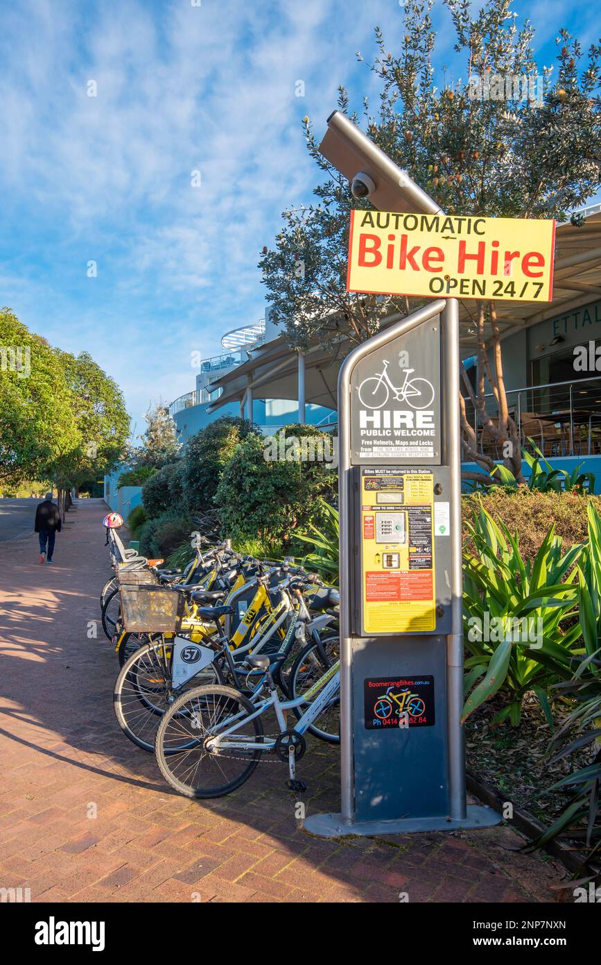An automated bicycle hire facility at Ettalong Beach on the New South Wales Central Coast in