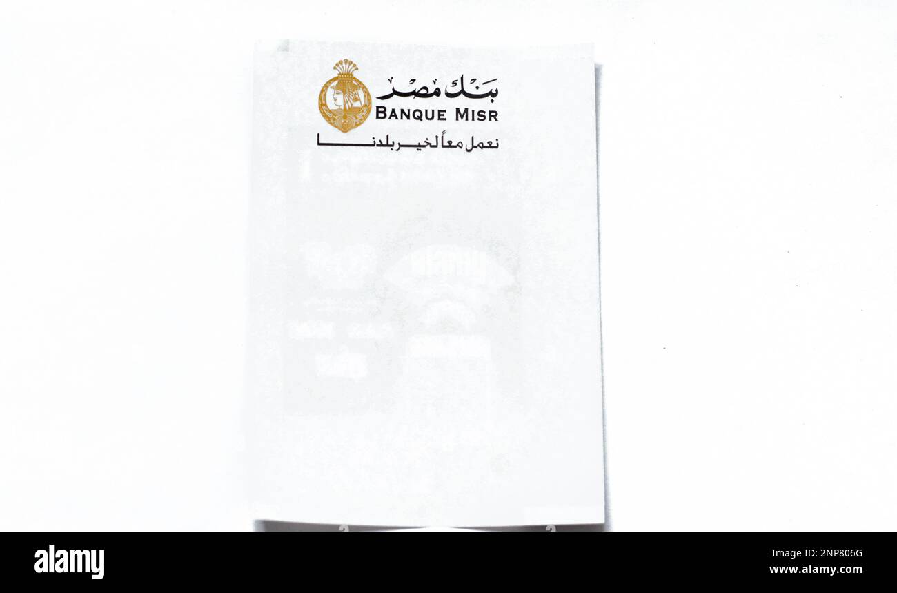 Cairo, Egypt, February 11 2023 A blank ATM receipt of Banque Misr or