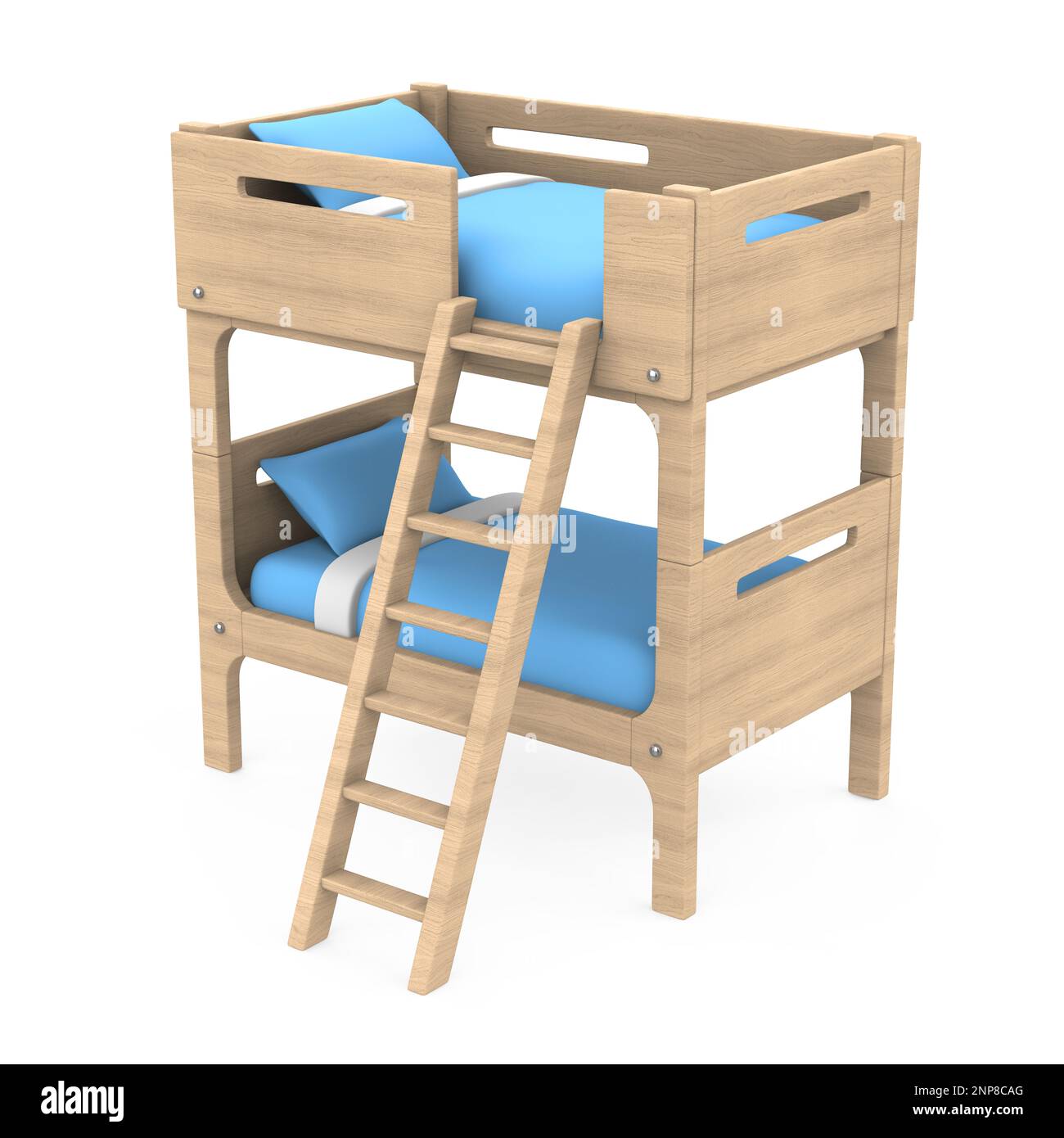 Wooden Double Bunk Bed Isolated Stock Photo - Alamy