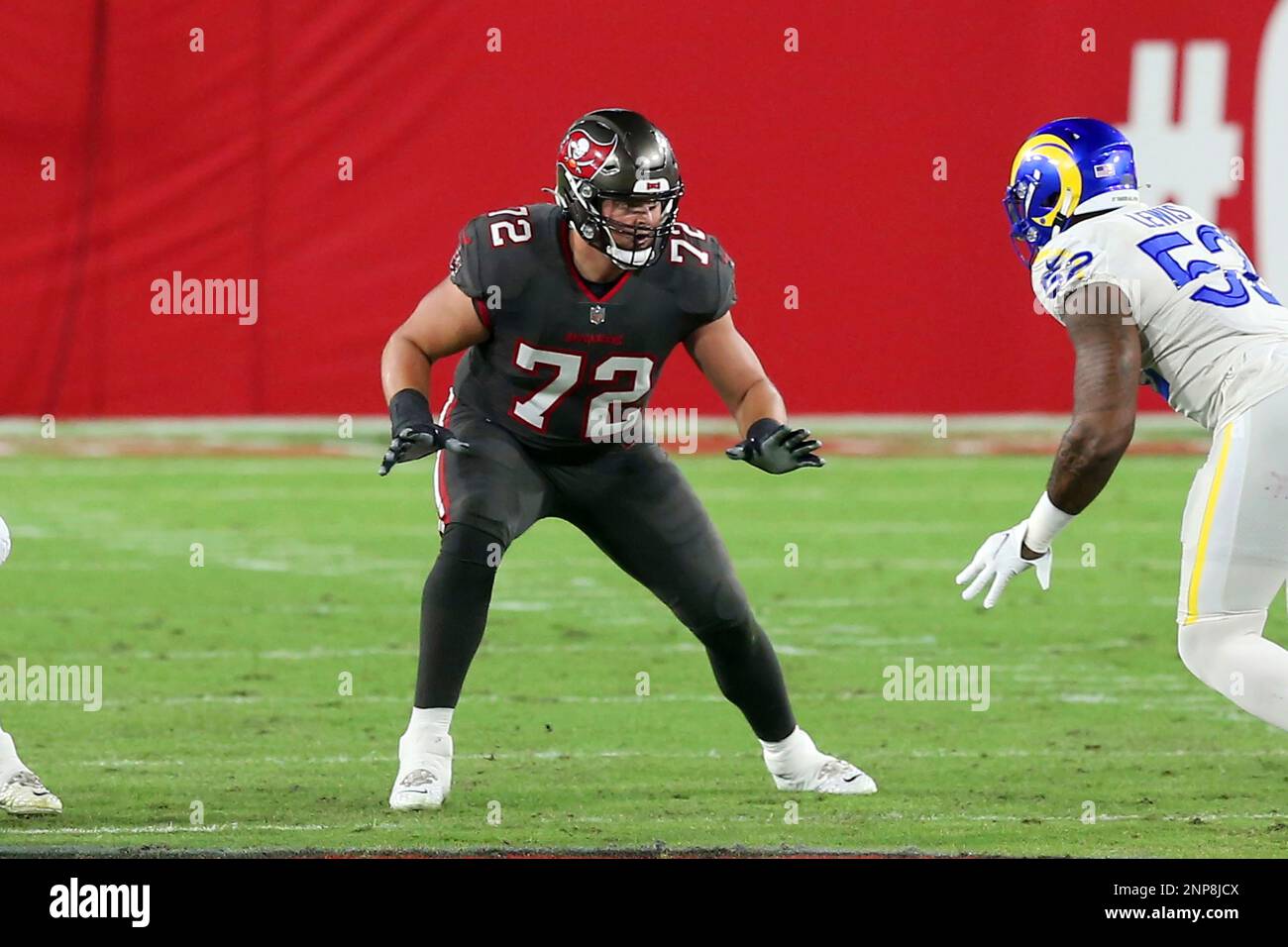 TAMPA, FL - NOVEMBER 23: Josh Wells (72) of the Bucs sets up to