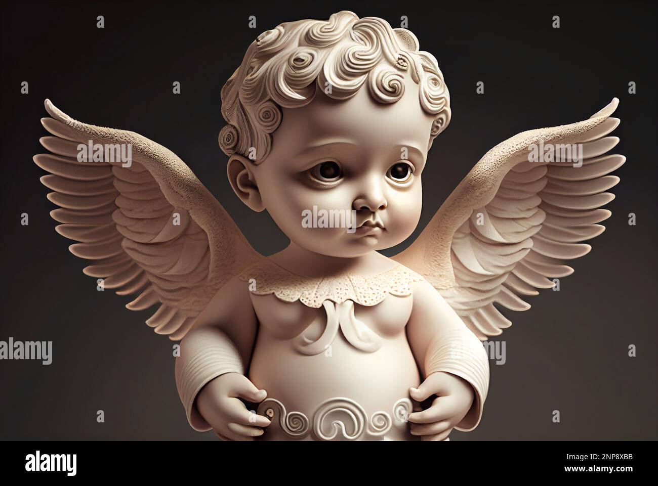 A statue of a baby angel with wings on it Stock Photo Alamy