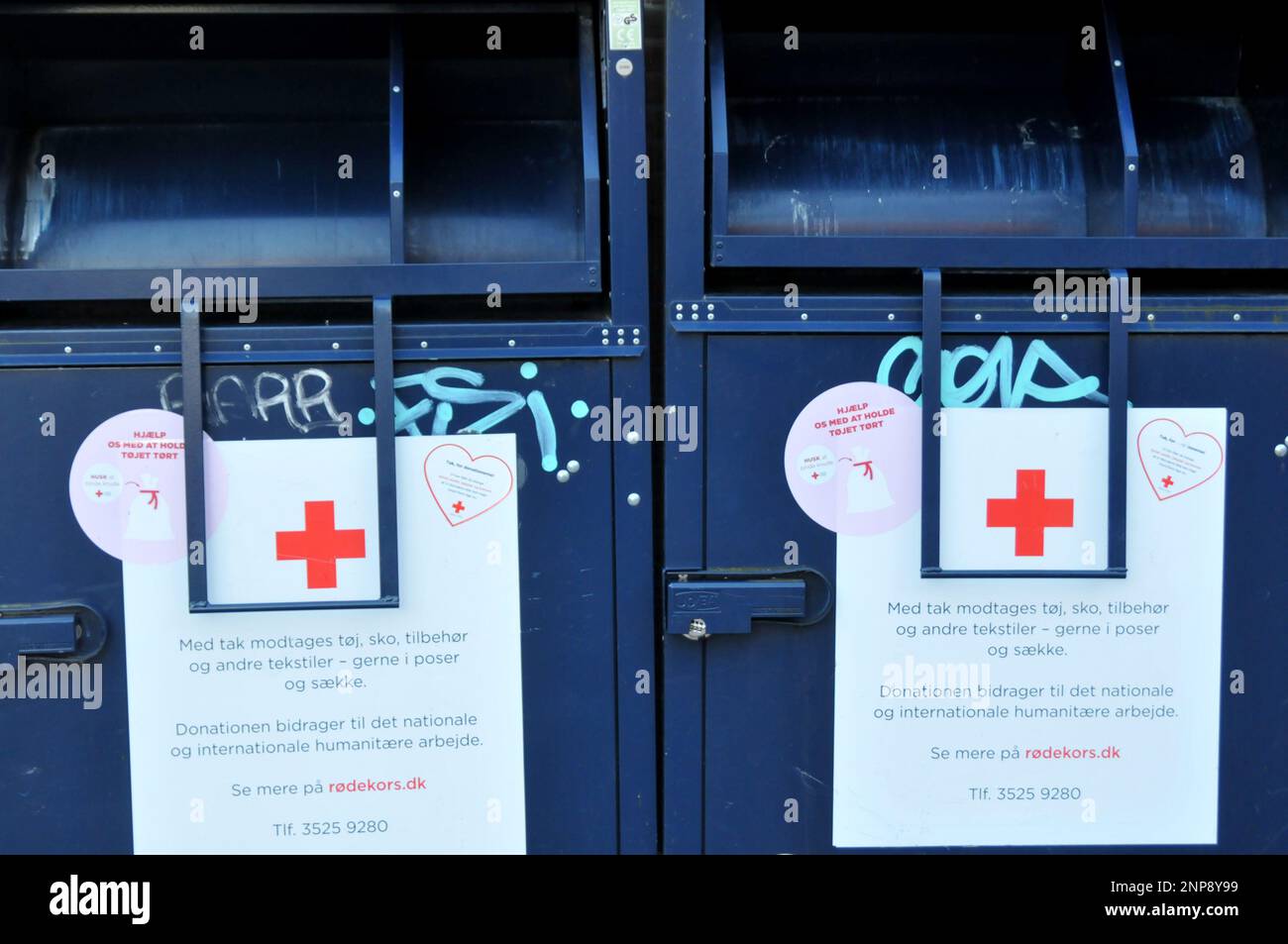 Red cross chairty container hi-res photography and - Alamy