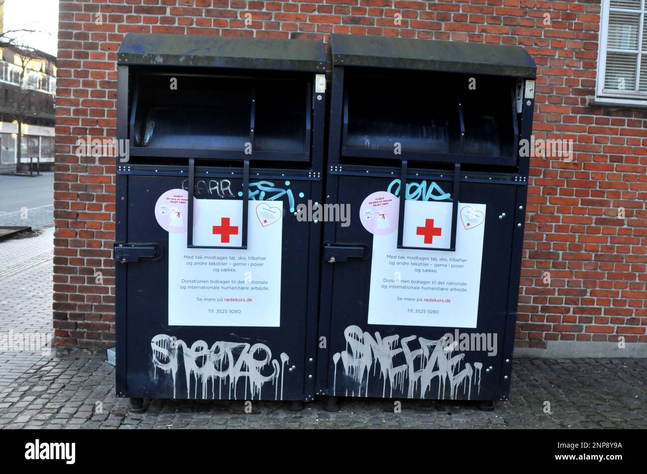 Red cross chairty container stock and images - Alamy