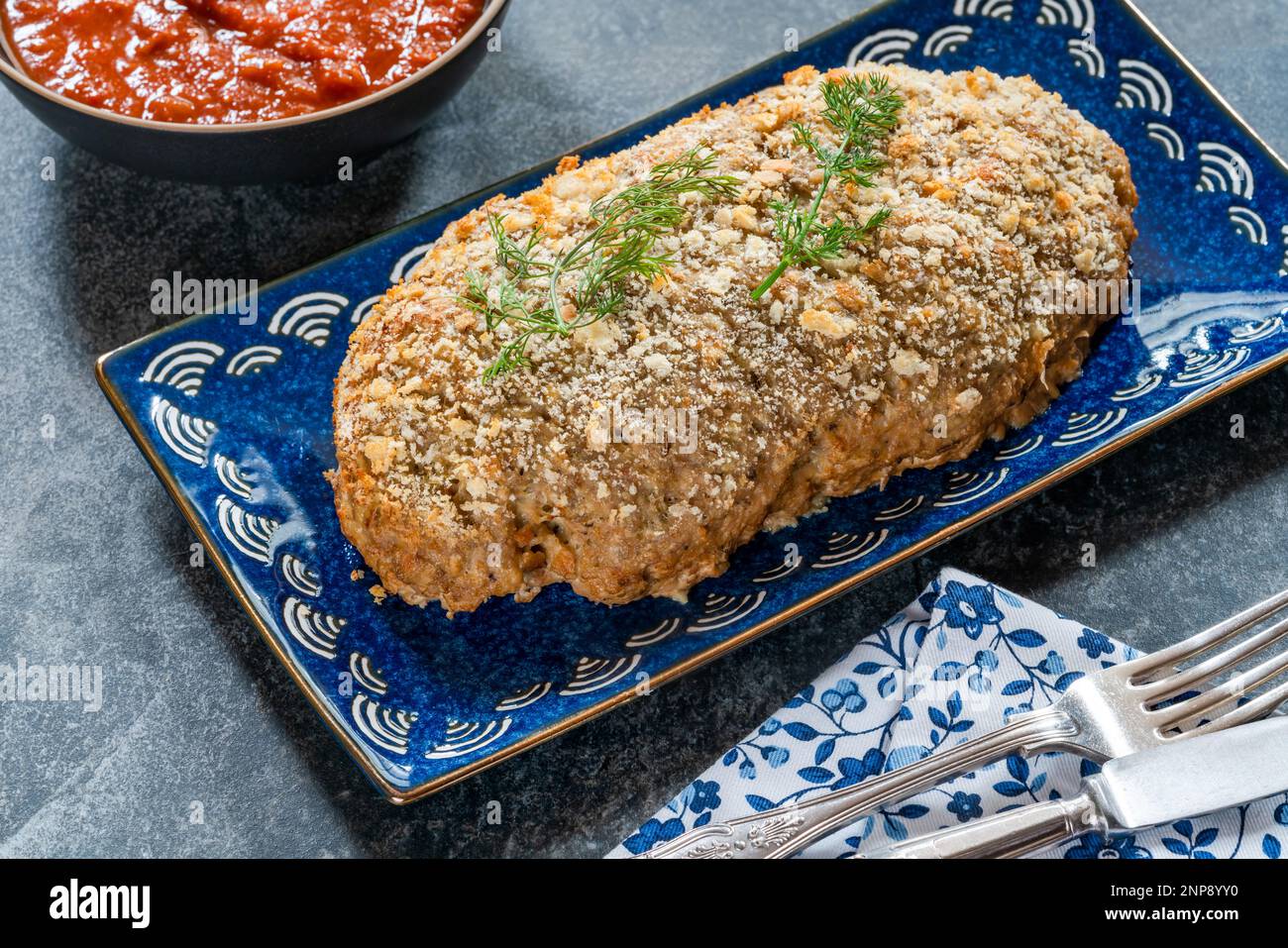 Homemade pork meatloaf with tomato sauce Stock Photo Alamy