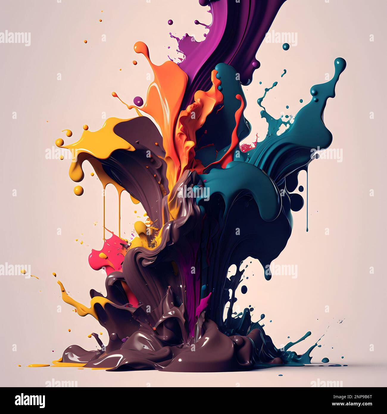 Colourful mixture of ink splashing and mixing together. Ink splash