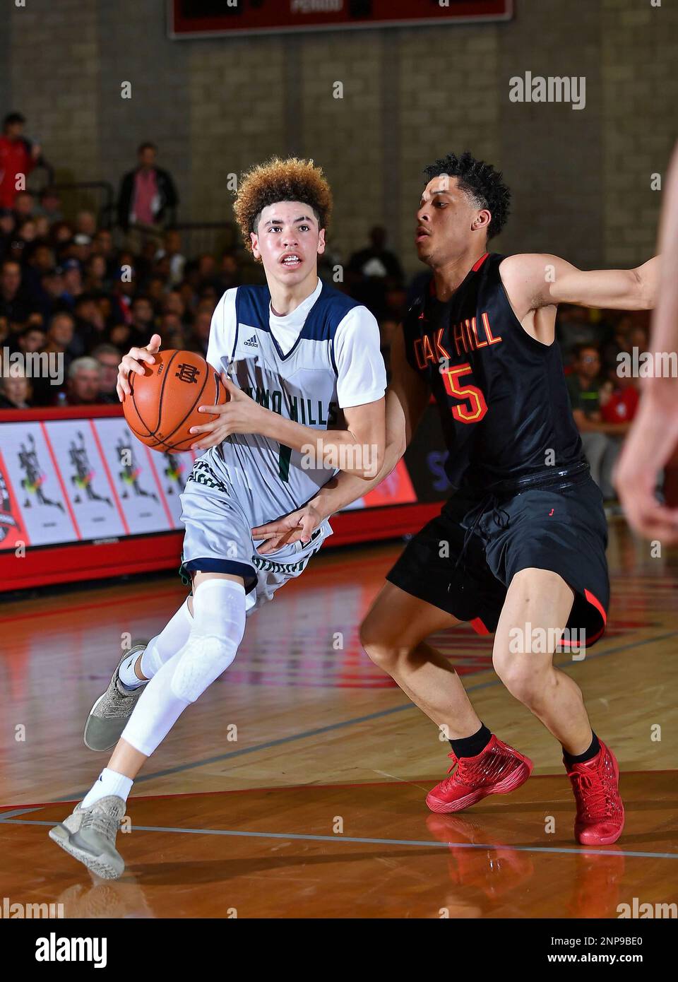 February 4, 2017 Santa Ana, CA..LaMelo Ball #1 in action during the Prep  Basketball Game..The Nike Extravaganza Prep Basketball game..Oak Hill  Academy vs Chino Hills at the Meruelo Athletic Center..Mandatory Photo  Credit: Louis Lopez/Modern ...