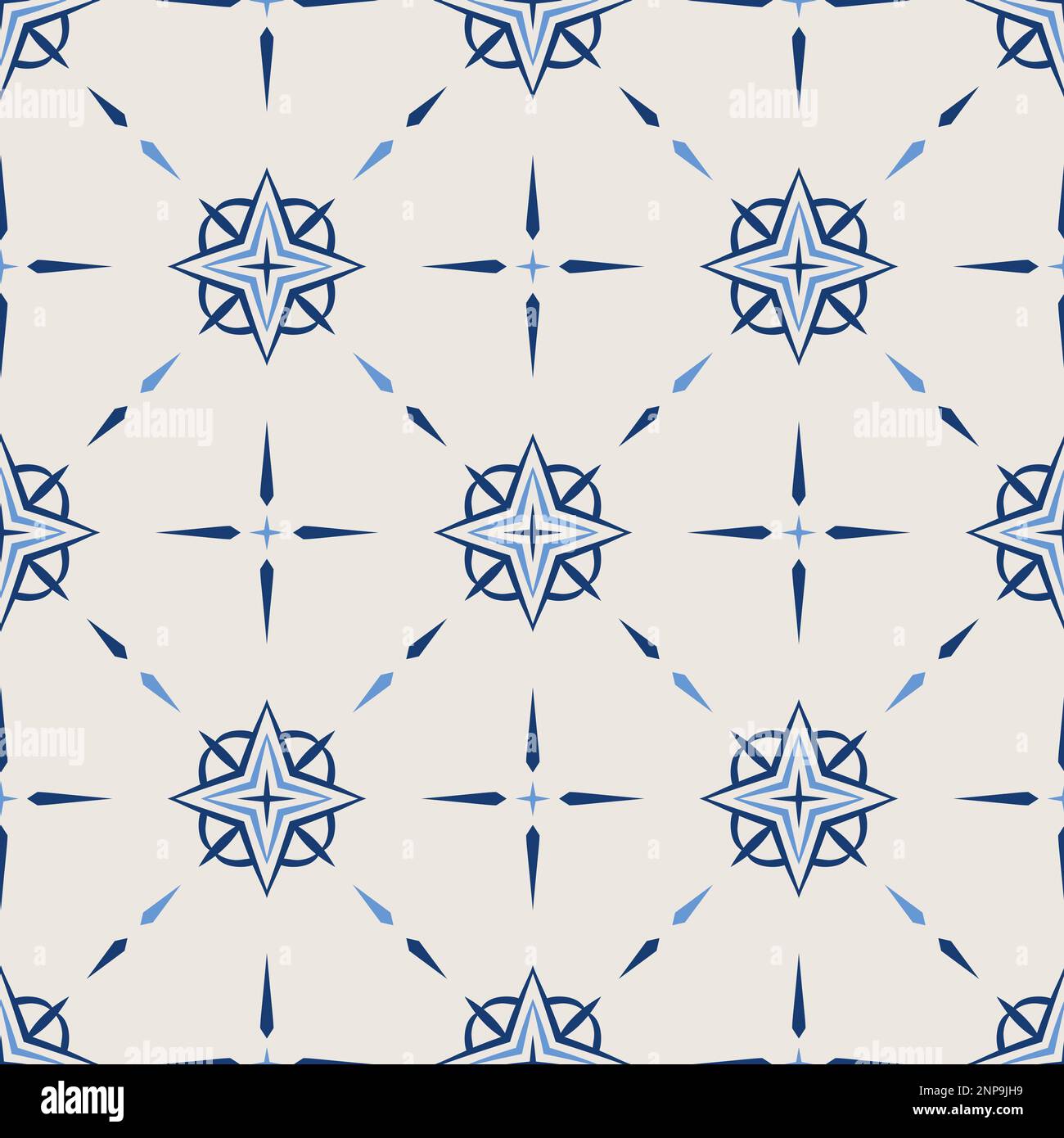 Vintage tile pattern. Seamless blue and white background with flower ...