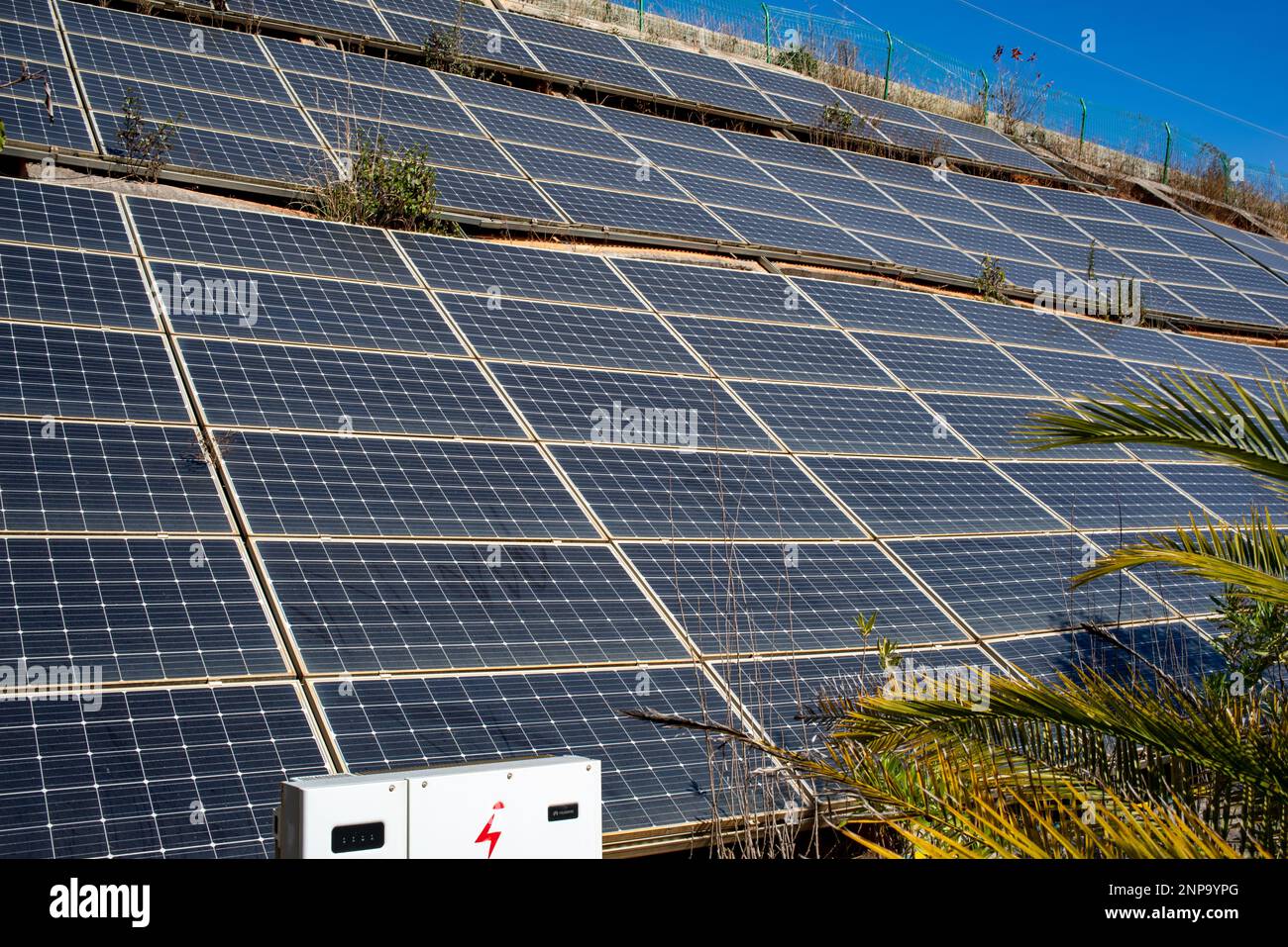 Dusty solar panels surface requires maintenance and cleaning. Solar