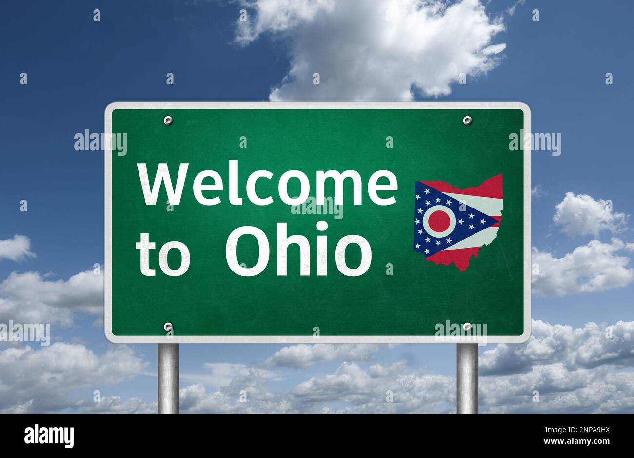 Welcome to US State Ohio in Midwestern USA Stock Photo
