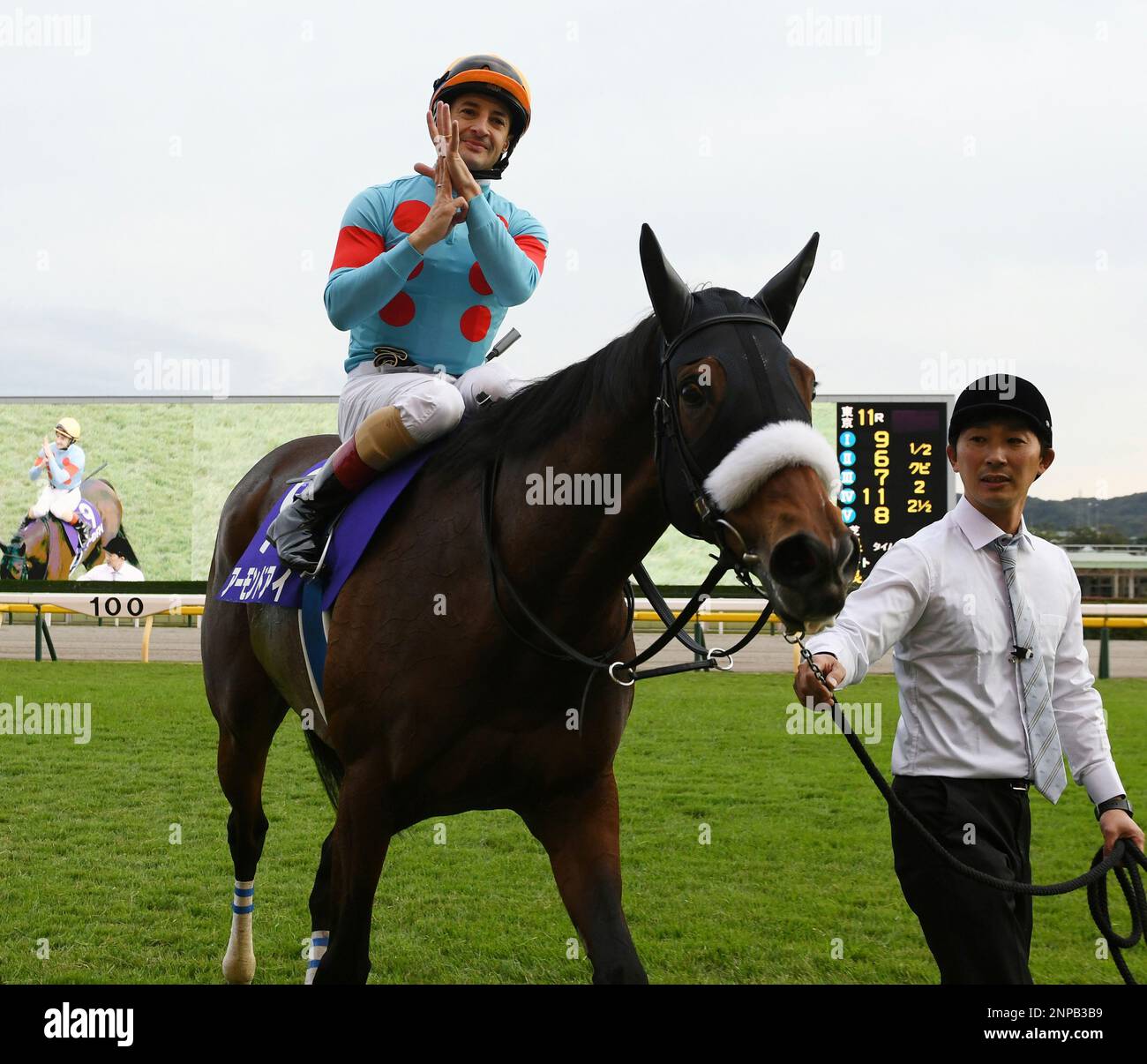 Christophe Lemaire, who steered Almond Eye, celebrates after winning