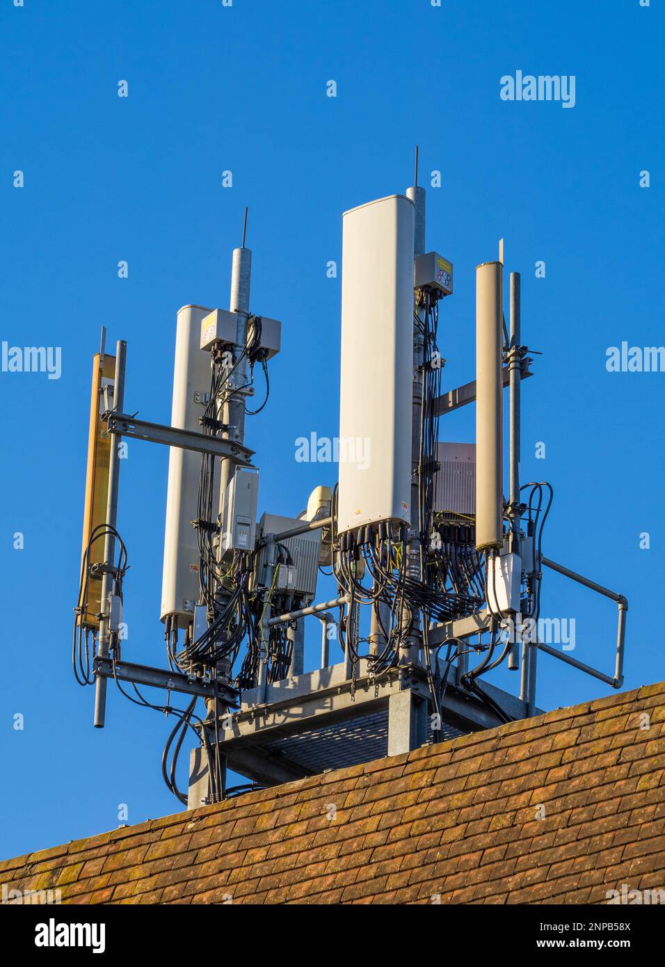 Cell Phone Mast Rooftop Caversham Reading Berkshire England UK Cell Phone Mast Rooftop Caversham Reading Berkshire England UK