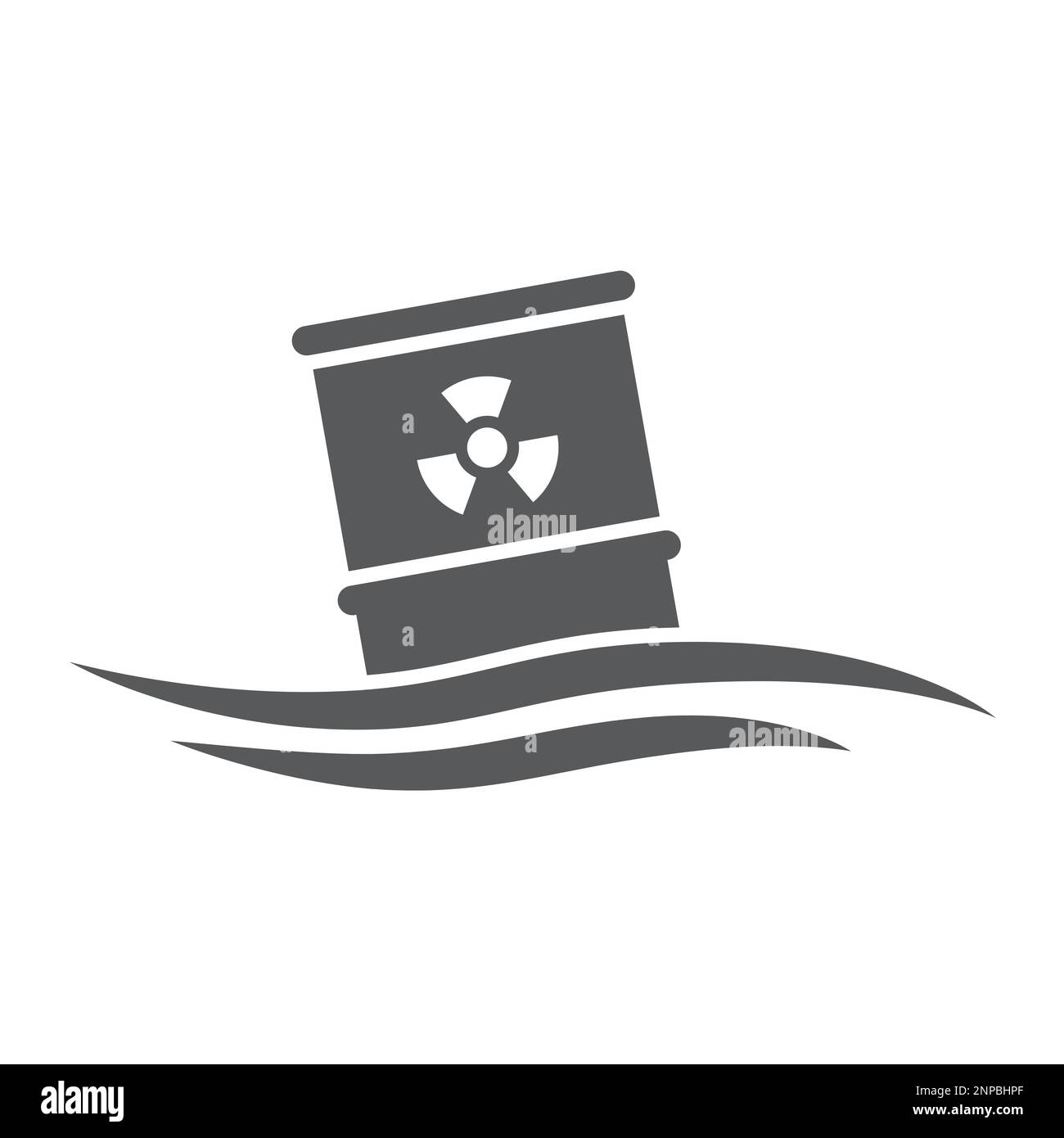 radioactive barrel in water silhouette vector icon Stock Vector