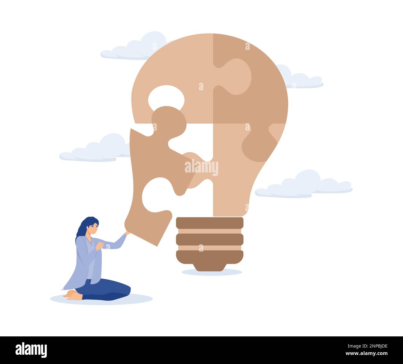 Problem solver, smart businessman solving lightbulb idea puzzle by ...