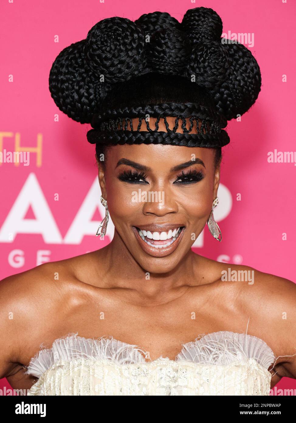 Pasadena, United States. 25th Feb, 2023. PASADENA, LOS ANGELES, CALIFORNIA, USA - FEBRUARY 25: Brandee Evans poses in the press room at the 54th Annual NAACP Image Awards held at the Pasadena Civic Auditorium on February 25, 2023 in Pasadena, Los Angeles, California, United States. (Photo by Xavier Collin/Image Press Agency) Credit: Image Press Agency/Alamy Live News Stock Photo