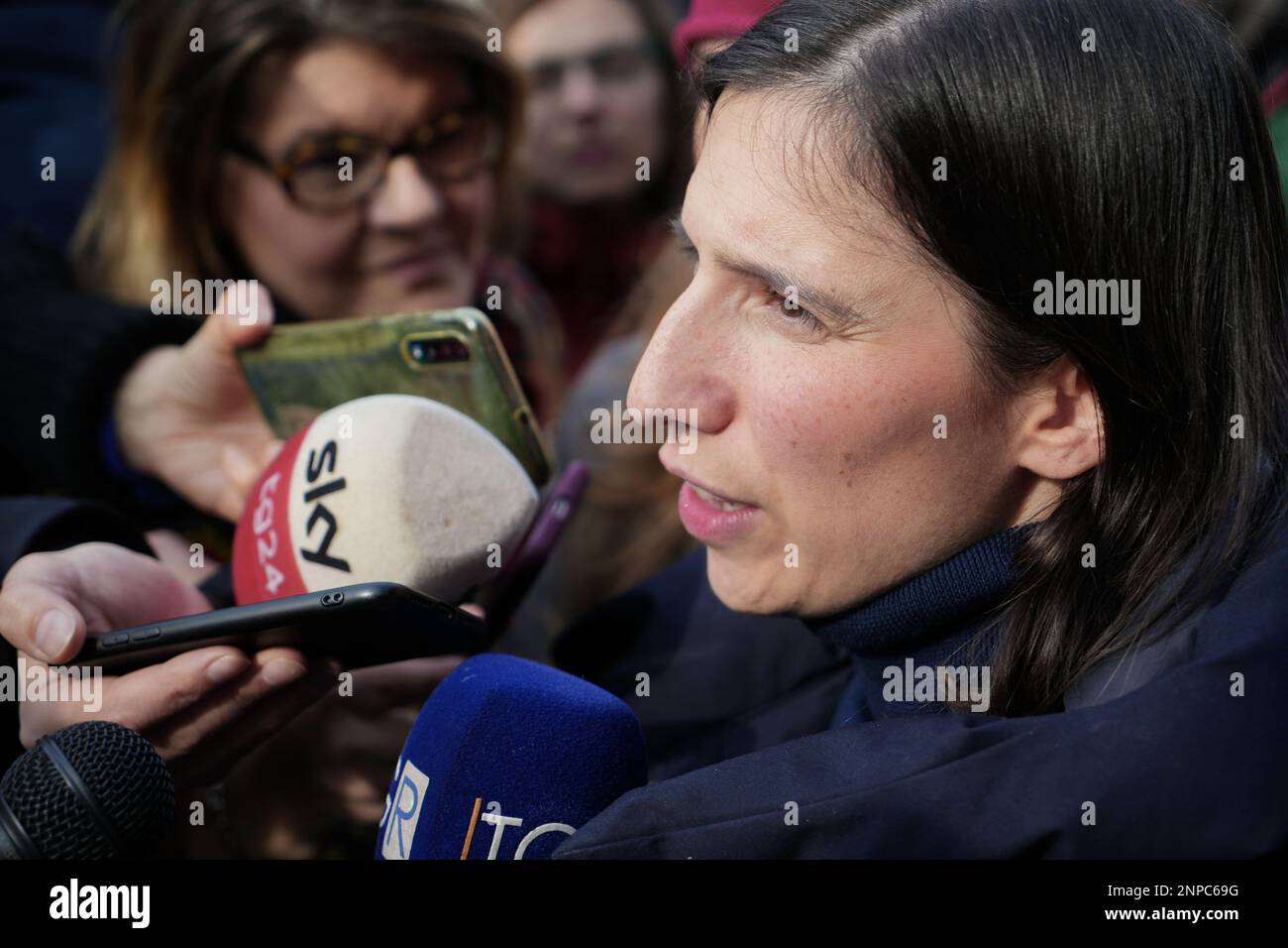 Elly Schlein, the Democratic Party candidate's tour for party secretary in the Feb. 26 primaries. Turin, Italy - February 2023 Stock Photo