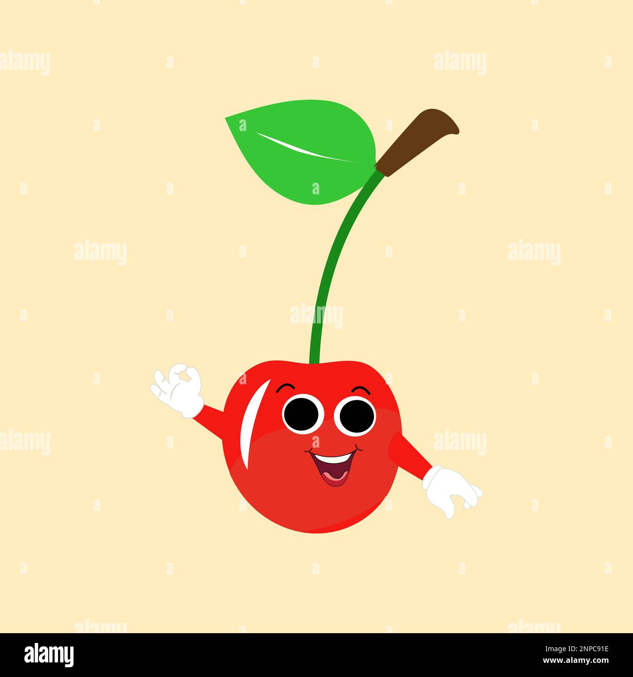 Cherry cartoon vector illustration. Cute Cherry character, icon vector ...