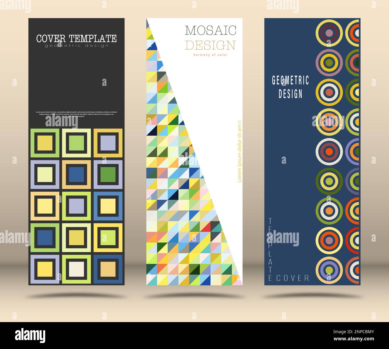 A set of designs of different styles. Template for background, cover