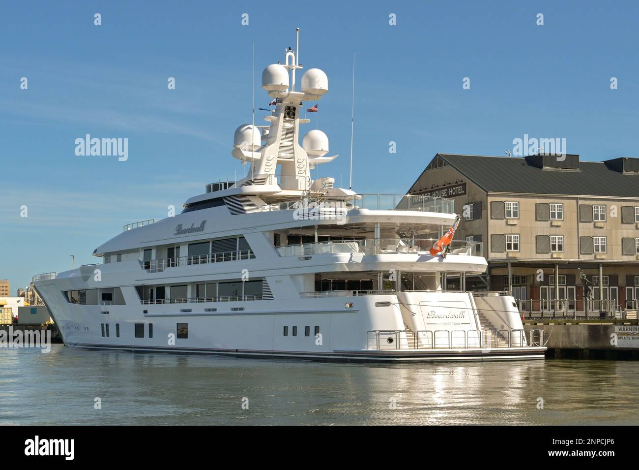 Galveston, Texas February 2023 Luxury superyacht Boardwalk owned by