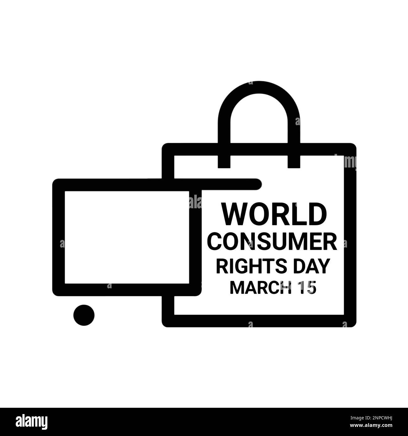 World Consumer Rights Day poster with shopping bag on a white background. Vector illustration Stock Vector