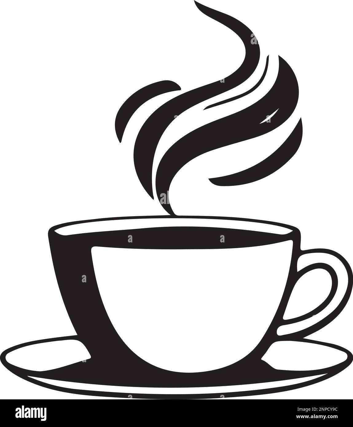 Minimalist Black and White Cup of Tea or Coffee with Steam Vector  Illustration Stock Vector Image & Art - Alamy