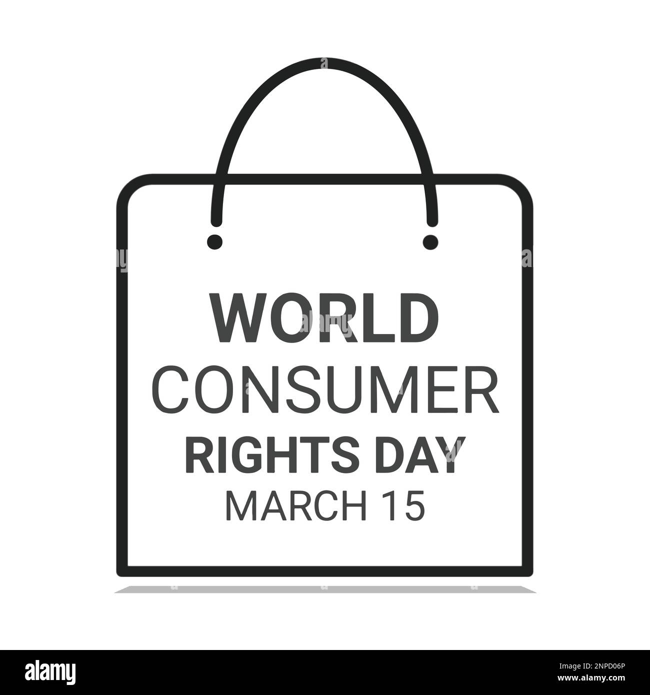 Vector illustration World Consumer Rights Day poster with shopping bag on the white background. March 15. Holiday concept. Template for background, Stock Vector