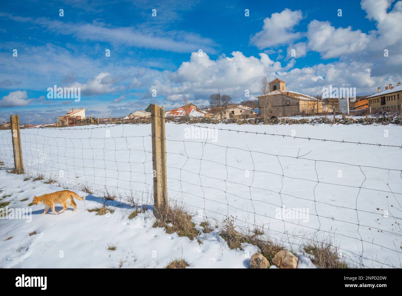 Overview in winter. Cerezo de Arriba, Segovia province, Castilla Leon, Spain. Stock Photo