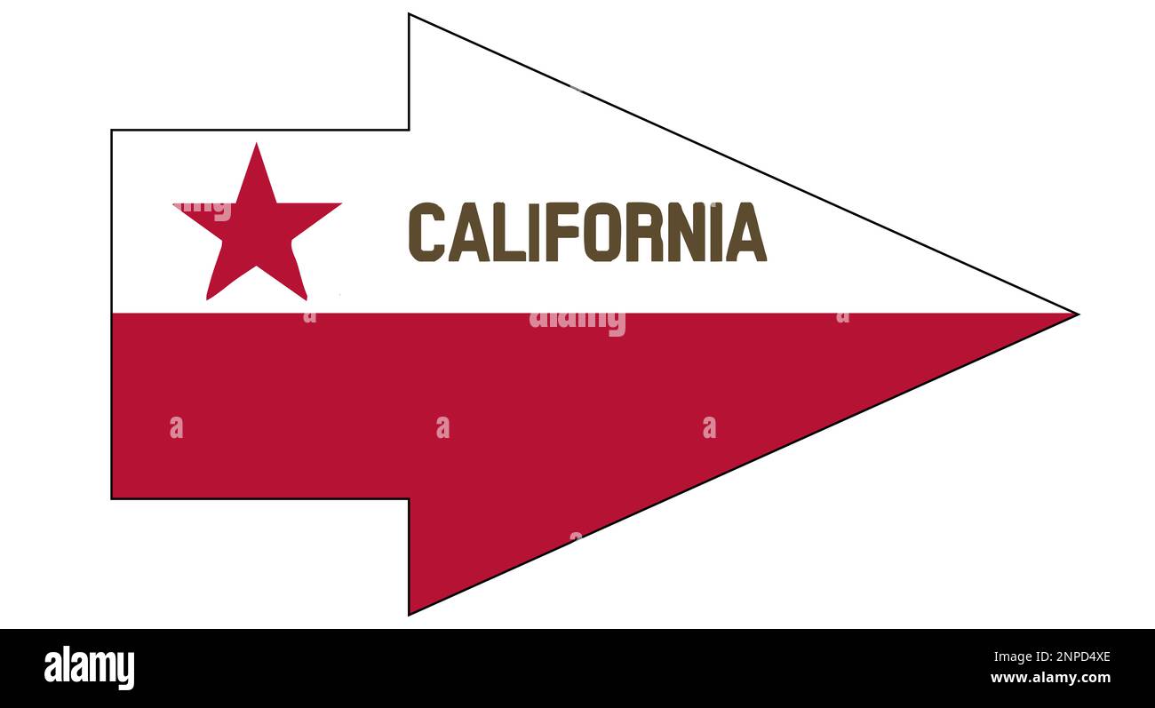 The flag of the USA state of California inset of a pointer arrow Stock ...