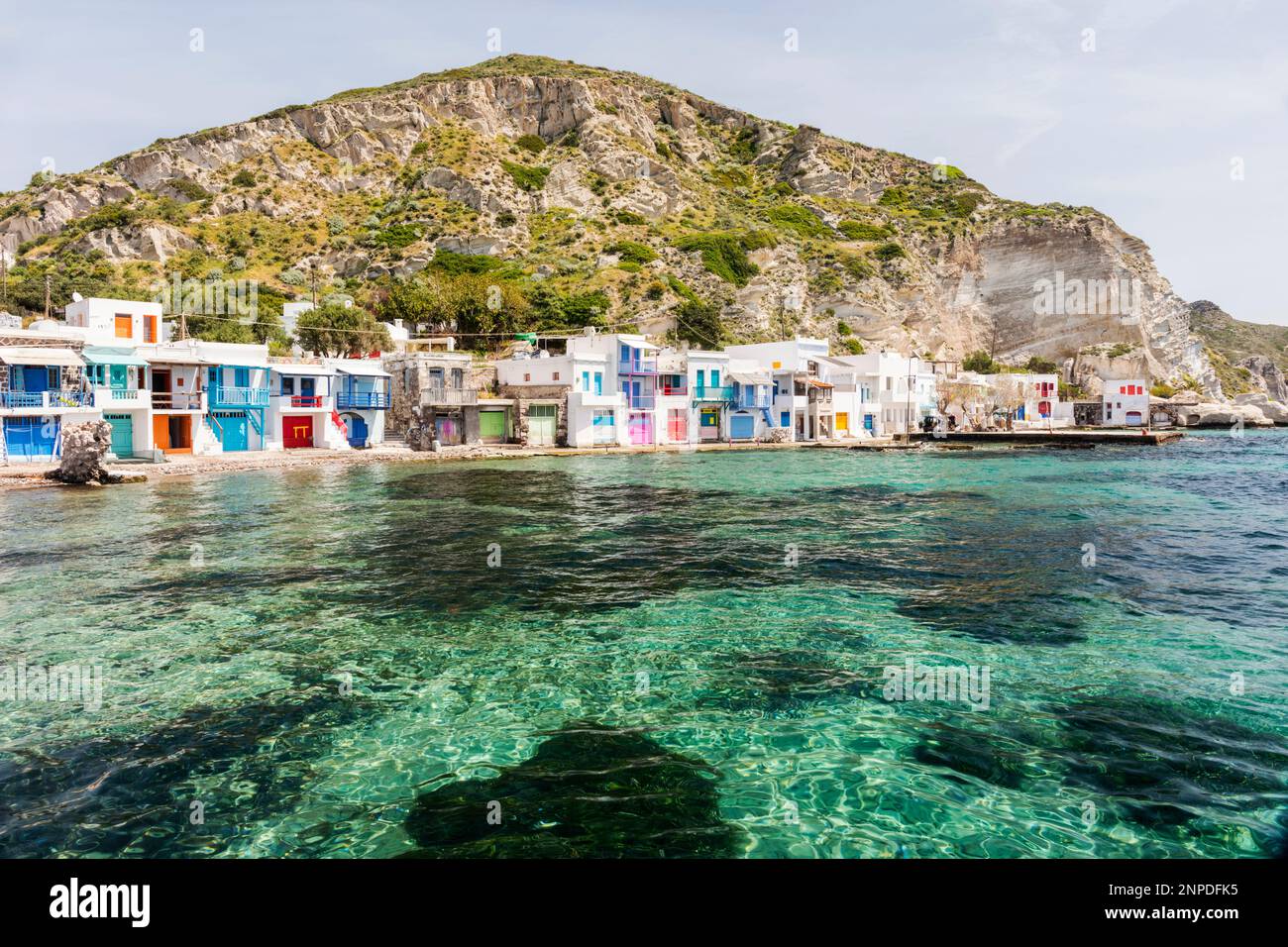 The traditional fishing village architecture by the sea at Klima in Milos. Stock Photo