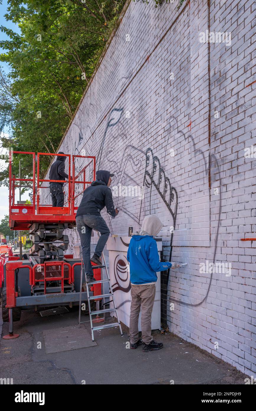 A graffiti artist in Leicester Graffiti Festival 2022 Stock Photo Alamy
