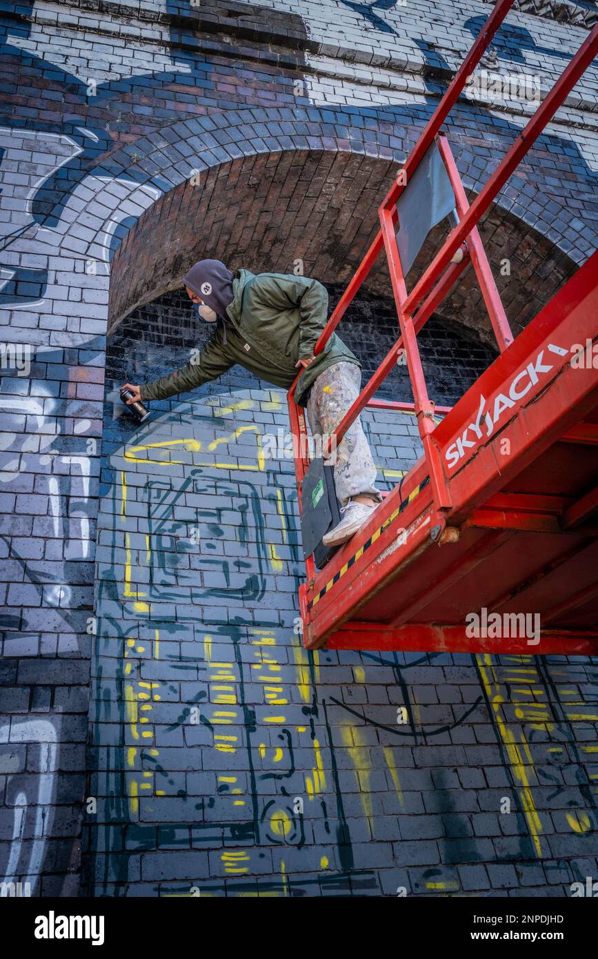 A graffiti artist in Leicester Graffiti Festival 2022 Stock Photo Alamy