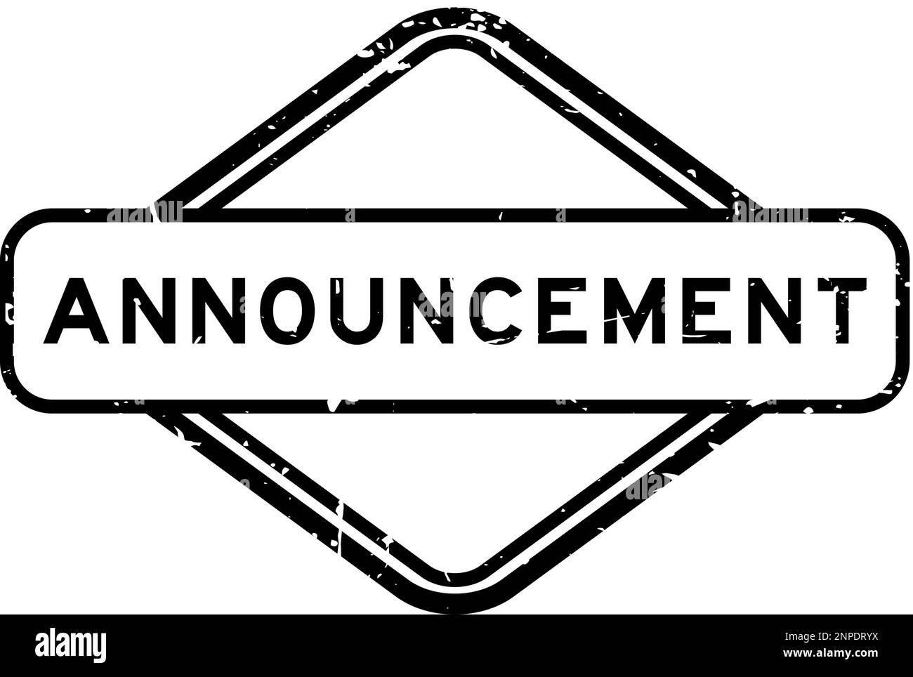 Grunge black announcement word rubber seal stamp on white background